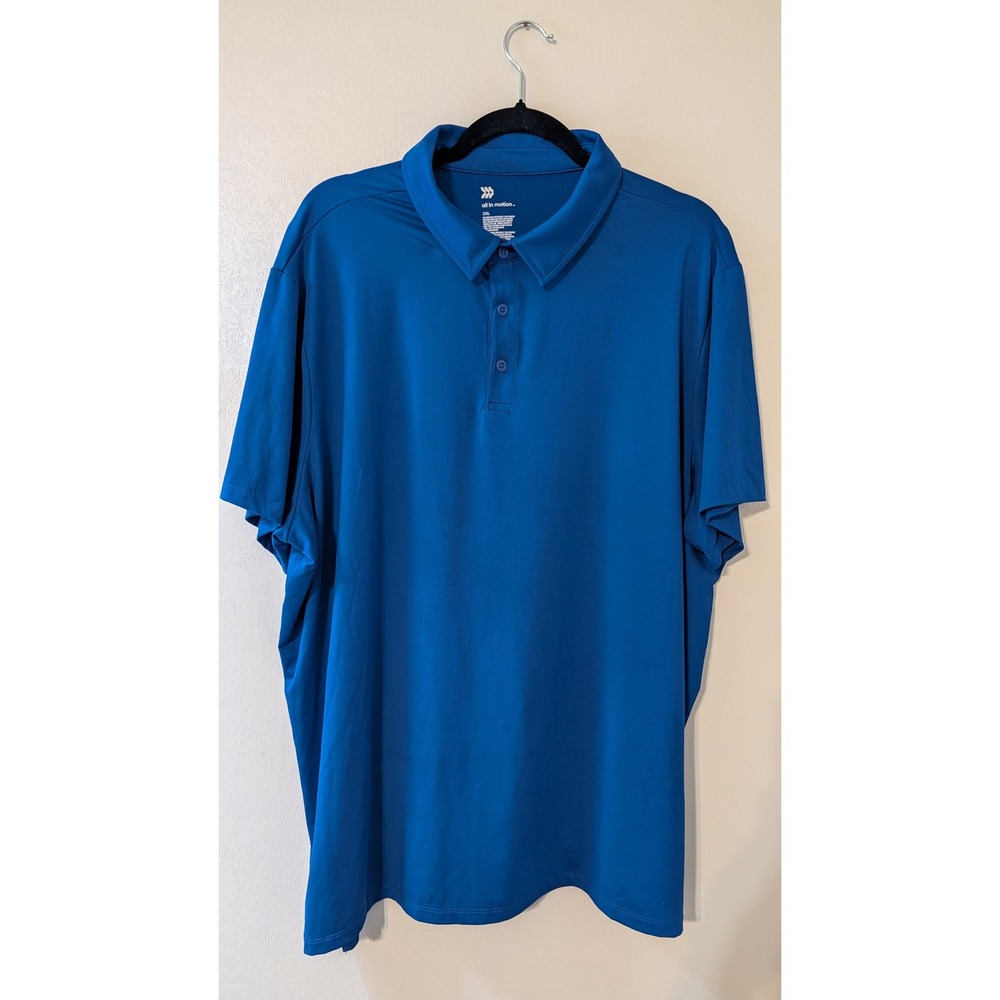 All in Motion Mens XXL Blue Performance Short Sleeve Polo Shirt 041112902